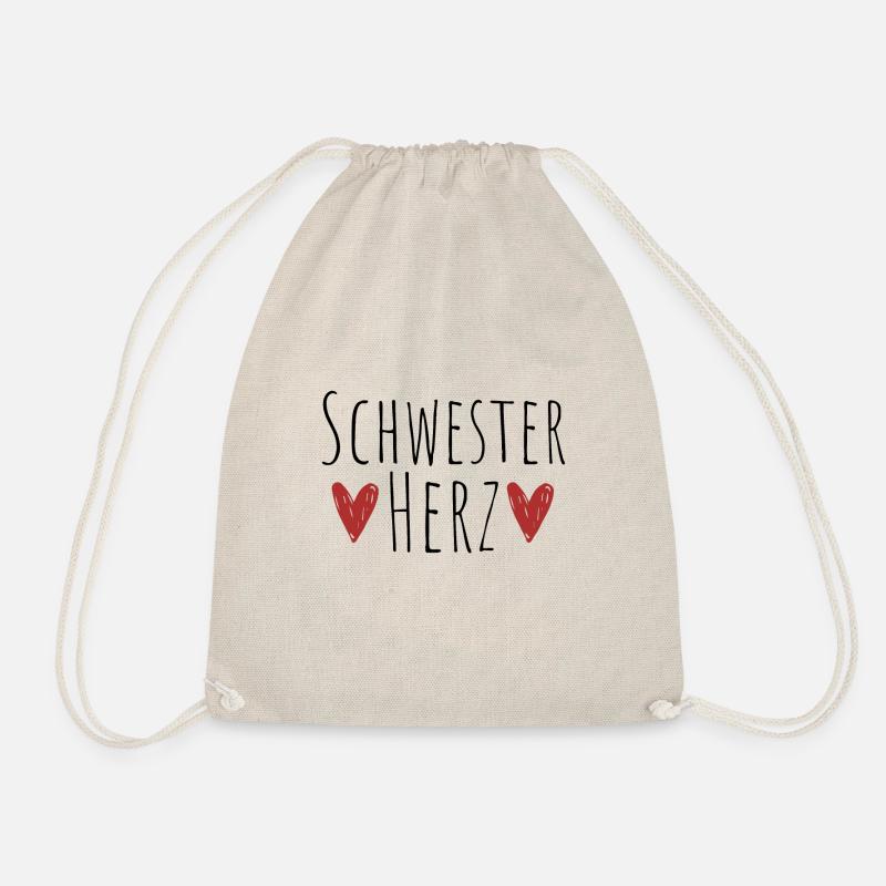 Schwesterherz Geschenk Schwestern - Turnbeutel - Natur