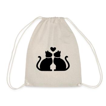 Heart for cats / gift idea for cat lovers - Drawstring Bag - nature - Front