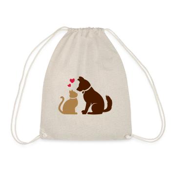 BFF Cat and dog heart - Drawstring Bag - nature - Front