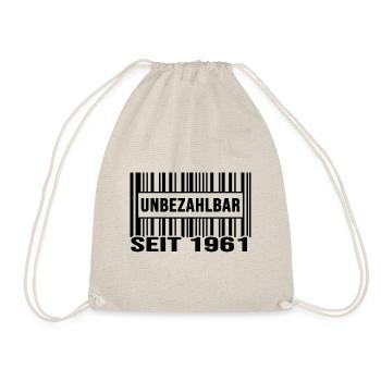 1961 geburtstag unbezahlbar barcode - Turnbeutel - Natur - Vorne