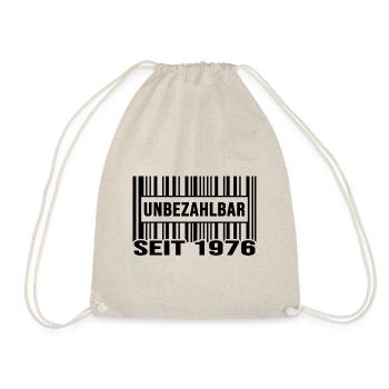 1976 geburtstag unbezahlbar barcode exklusive - Turnbeutel - Natur - Vorne