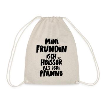 Fründin isch heisser als jede Pfanne Schweiz - Turnbeutel - Natur - Vorne