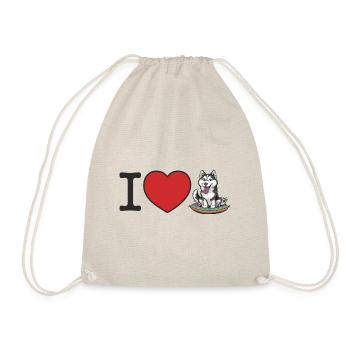 I love sibirian Huskies – Ich liebe Huskys - Turnbeutel - Natur - Vorne