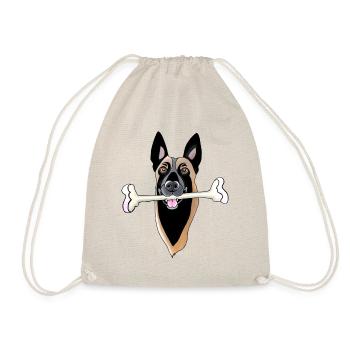 tête de malinois avec os - Sac de sport léger - nature - Devant