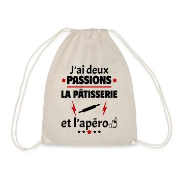 J'ai deux passions pâtisserie apéro,fête des pères - Sac de sport léger - nature - Devant