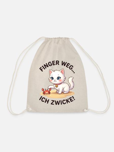 Katze Krabbe Finger weg Spruch - Turnbeutel - Natur