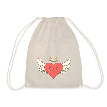 Sweet heart angel wing face halo - Drawstring Bag - nature - Front