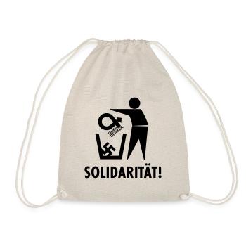 Gegen quer Denker - für Solidarität! mit Mülltonne - Turnbeutel - Natur - Vorne