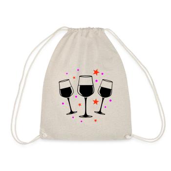 Weinglas Rotwein Symbol - Turnbeutel - Natur - Vorne