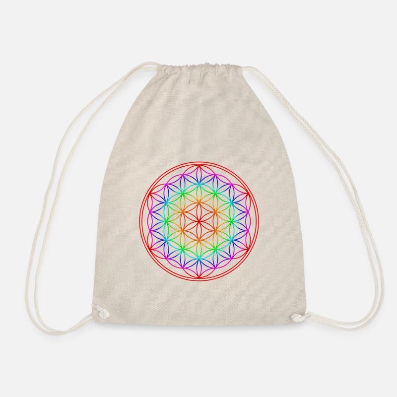 Blume des Lebens Regenbogen Yoga Heilige Geometrie - Turnbeutel - Natur