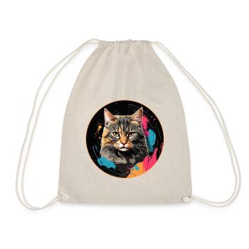 Portrait de chat mignon en technique d'aquarelle dans un cercle - Sac de sport léger - nature - Devant