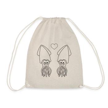 Squid Comic Couple Love - Drawstring Bag - nature - Front