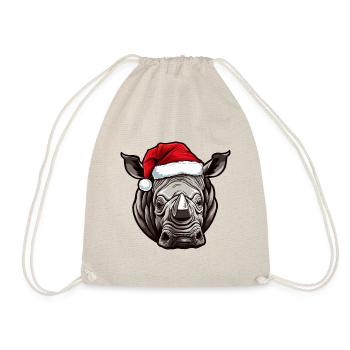 Rhinoceros Portrait Christmas - Drawstring Bag - nature - Front