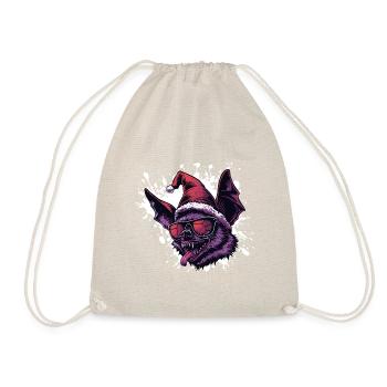 Fledermaus Weihnachten Lustig - Turnbeutel - Natur - Vorne