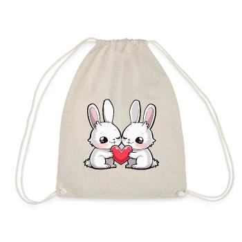 Bunny Couple In Love Easter Heart - Drawstring Bag - nature - Front
