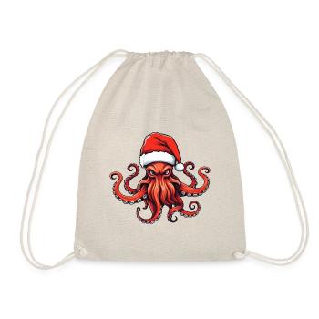 Oktopus Krake Weihnachten Portät - Turnbeutel - Natur - Vorne