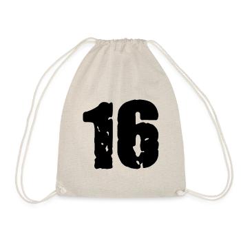 16 Zahl Trikot - Turnbeutel - Natur - Vorne
