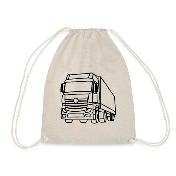 LKW / Truck Front - schwarze Kontur - Turnbeutel - Natur - Vorne