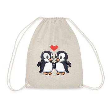 Pinguin Paar Herz - Turnbeutel - Natur - Vorne