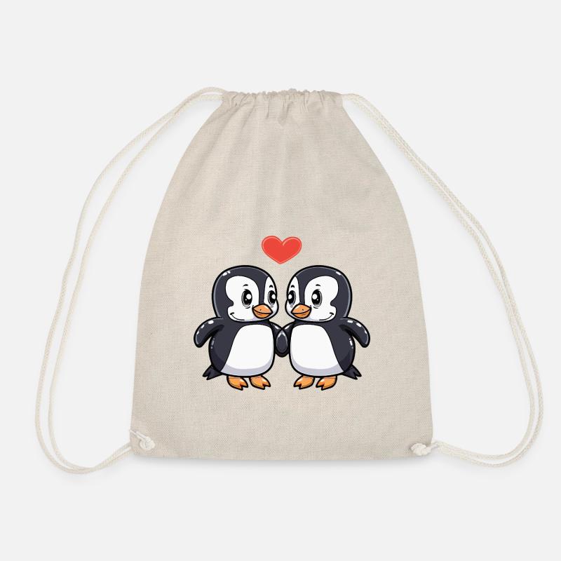 Pinguin Paar Herz - Turnbeutel - Natur