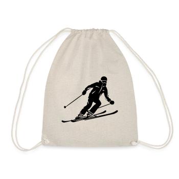 Skiing Skiing Man Silhouette - Drawstring Bag - nature - Front