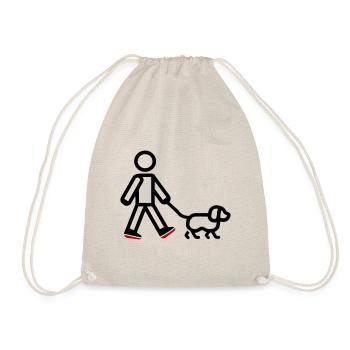 Dog walking dog - Drawstring Bag - nature - Front