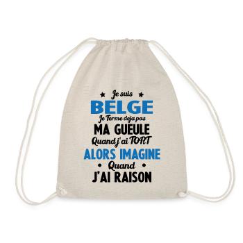 Je suis Belge - Je ferme pas ma gueule - Sac de sport léger - nature - Devant