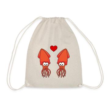 Squid Comic Couple Love - Drawstring Bag - nature - Front
