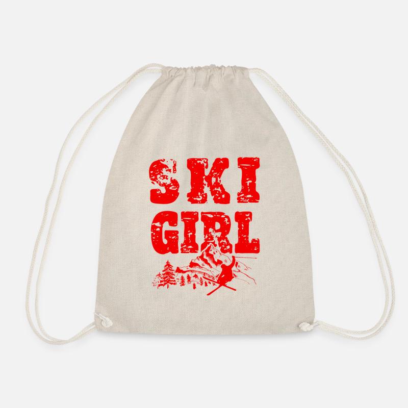 Ski Girl - Drawstring Bag - nature