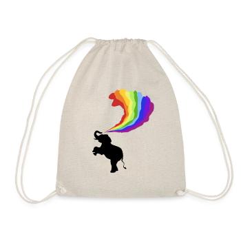 Elefant Elephant Regenbogen Regenbogenfarben - Turnbeutel - Natur - Vorne