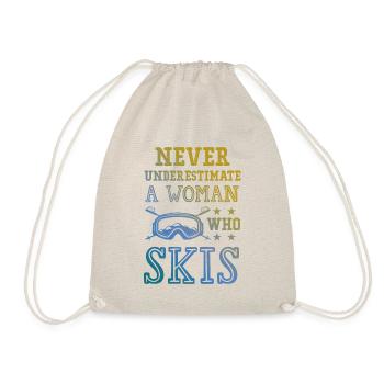 don't underestimate a ski woman - Drawstring Bag - nature - Front
