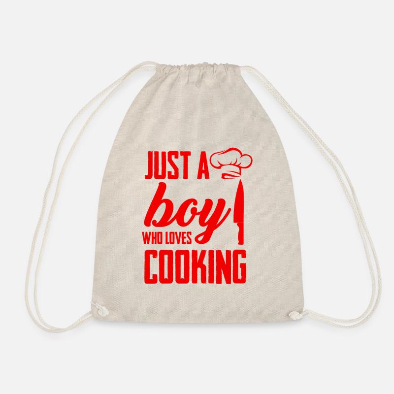 Boy loves cooking - Drawstring Bag - nature