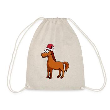 Pferd Weihnachten Comic - Turnbeutel - Natur - Vorne