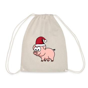 Pig Comic Christmas - Drawstring Bag - nature - Front