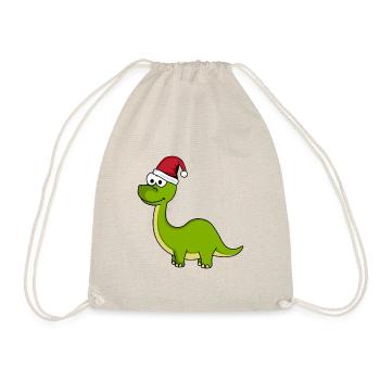 Dinosaur brontosaurus Christmas - Drawstring Bag - nature - Front