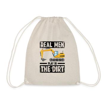 Real Men Excavator Driver Excavator Driving Construction Sites - Drawstring Bag - nature - Front