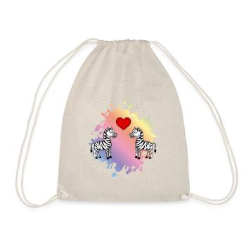 Zebra Comic Couple Love - Drawstring Bag - nature - Front