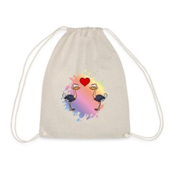 Ostrich Comic Couple Love - Drawstring Bag - nature - Front