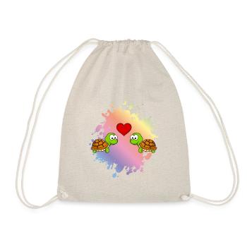 Turtle Comic Couple Love - Drawstring Bag - nature - Front