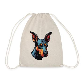 Doberman Hund Portrait - Turnbeutel - Natur - Vorne