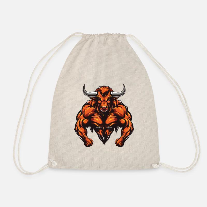 Bulle Stier Muskeln Workout Beast Gym - Turnbeutel - Natur