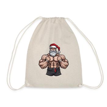 Santa Claus Gym Workout Santa Muscles - Drawstring Bag - nature - Front