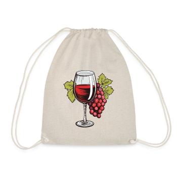 Wine Glass Grapes Wine - Drawstring Bag - nature - Front