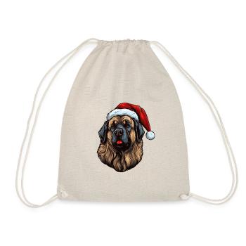 Leonberger Dog Head Christmas Portrait - Drawstring Bag - nature - Front