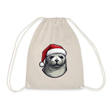 Robbe Seehund Weihnachten Portät - Turnbeutel - Natur - Vorne