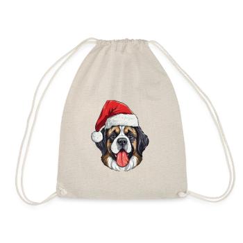 Saint Bernand Dog Christmas Funny Xmas - Drawstring Bag - nature - Front