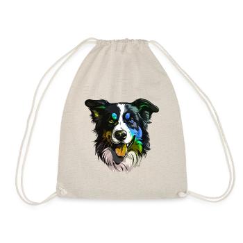 Border Collie Dog Head Colorful - Drawstring Bag - nature - Front