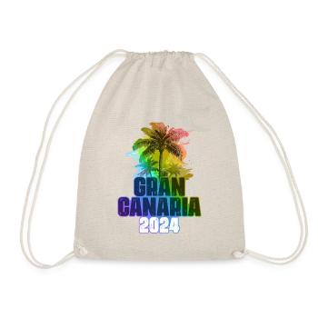 Gran Canaria 2024 Holiday Palm Trees Colorful - Drawstring Bag - nature - Front