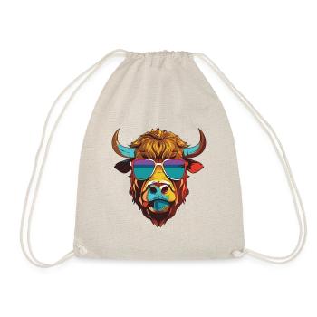 Bull Head Portrait Cool Taurus - Drawstring Bag - nature - Front