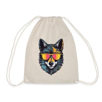 Wolf Kopf Porträt Cool - Turnbeutel - Natur - Vorne